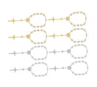 SMASOLO 4 Pulseras De Rosario De Perlas De Imitación Pulseras De Oración Para Mujer Recuerdos De Bautizo Cadena De Cuentas Cruzadas Rosarios De Recuerdo