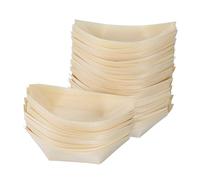 SMASOLO 50 piezas Unidades de Barquillas de Madera para Sushi Platos Desechables Estilo Japonés para Aperitivos y Postres Contenedores Biodegradables para Catering y Restaurante Diseño