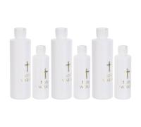 SMASOLO 6 Piezas Botellas de Agua Religiosa Católica para Iglesia y Bautismo, Paquete de 6 Unidades (3 de 250 Ml y 3 de 118 Ml), Botellas de Agua Sacramental de Plástico Resistente Cruz