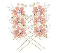 SMASOLO 6 Piezas Shaped Flower Pearl Hairpin para Novias Accesorios Rhinestones Adorno Floral para Peinados de Novias y Damas de Honor