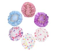SMASOLO 6Piezas Gorro de Ducha de Gorra Reutilizable Gruesa para Cabello Diseño de Doble y Simple para Mujeres Spa y Ducha