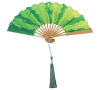 SMASOLO Abanico Plegable de Mano de 5 Pulgadas con Diseño de Sandía Abanico de Bambú y Papel con Borla para Danza Festivales y Fiestas al Aire Libre