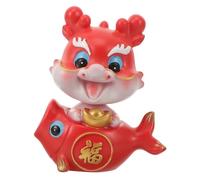 SMASOLO Adorno Dragón para Coche Resina Sólida Decoración Interior Miniatura Coleccionable para Año Regalo Auspicioso Rojo