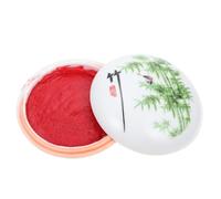 SMASOLO Almohadilla de Tinta Roja para Caligrafía 7 CM Pasta de Tinta Recipiente de Cerámica Reutilizable para Pintura Caligráfica y Manualidades Superficie Lisa Fácil de Limpiar Color