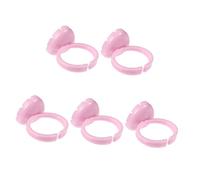 SMASOLO Anillo Porta Pigmentos para Extensión de Pestañas 100 Unidades Tamaño Ajustable Herramienta Maquillaje Profesional Copas de Pigmento para Suministros de Belleza Portátil Rosa