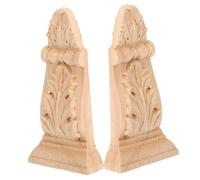 SMASOLO Apliques de Madera sin Pintar 2 Piezas 12X6X2.5 Cm Diseño Europeo Decoración de Muebles Puertas Armarios Aptos para Pintar Uso Paredes y Ventanas