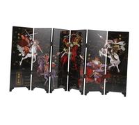 SMASOLO Biombo Antiguo de Madera Mini Decorativo, Pantalla Plegable de Paneles Tradicionales, Artesanía China para Escritorio y Decoración del Hogar, Arte Chino Oriental, Adorno Versátil