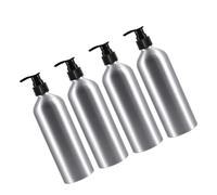 SMASOLO Botellas De Aluminio De 250 Ml con Cabezal De Bomba Espiral, Botella Dispensadora Reutilizable, Negra, para Champú y Loción, Uso Portátil para Baño, Pack De 4 Unidades