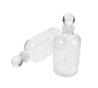 SMASOLO Botellas Difusoras De Vidrio 200ml, Set De 2 Piezas, Tarro Vacío De Cristal Diseño Vintage Grabado, Difusor De Aroma para Decoración del Hogar y Ambientador Natural