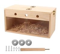 SMASOLO Caja Nido para Pájaros Grande Transparente de Madera Casa de Cría para Periquitos y Cacatúas Suministro para Aves Diseño Colgante Izquierdo Adecuado para Anidación y Descanso