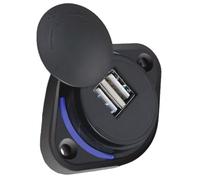 SMASOLO Cargador de Coche USB Dual 31A Tapa Deslizante Azul Adaptador Rápido 12-24v para Motocicleta Barco y Autobús Material PC Duradero Carga Simultánea para Móviles y Tabletas