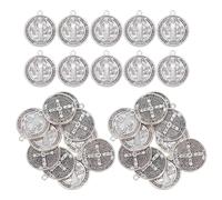 SMASOLO Colgantes de Metal Medalla de San Benito 30 Unidades, Colgante Católico para Rosario, Amuletos Religiosos Vintage para Fabricación de Joyas y Manualidades de Fe