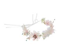 SMASOLO Corona de Flores para Novia Ajustable con Lazo Diadema Boho con Perlas para Bodas y Fiestas Accesorio Floral Reutilizable para Damas de Honor y Sesión de Fotos