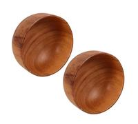 SMASOLO Cuenco de Madera de Acacia Natural 13X6 CM 2 Piezas Tazón para Servir Sopa Ramen Ensalada y Fideos Udon Cuenco Resistente al Calor para Uso en Cocina y Comedor