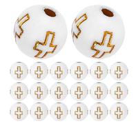 SMASOLO Cuentas Acrílicas Cruzadas Blancas Detalles Dorados, 500 Piezas para Bricolaje de Joyería, Pulseras y Collares Diy, Cuentas Sueltas Decorativas Agujero para Manualidades