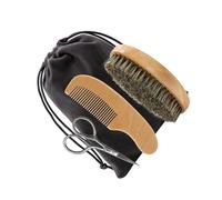 SMASOLO Cuidado Barba Hombre Kit Recortadora Barba Peine Tijeras Madera con Bolsa Portátil para Mantenimiento y Afeitado Diario