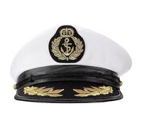 SMASOLO Gorra de Capitán de Mar para Talla M 56-58 CM Unisex Sombrero de Disfraz Náutico Cierre Ajustable Accesorio Ligero para Juegos de Rol y Eventos Temáticos