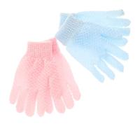 SMASOLO Guantes Exfoliantes de Baño Dobles para Cuerpo Masajeadores Duraderos y Cómodos de Azul y Rosa para Eliminar Muerta y Limpieza Profunda