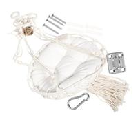 SMASOLO Hamaca para Gatos de Interior Tejida a Mano, Estilo Bohemio, Diámetro 35 Cm X 120 Cm de Alto, Color Beige Colgantes de Acero Inoxidable, Cojín y Juguete, Cama Columpio