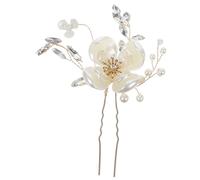 SMASOLO Horquilla de Cristal U Shaped para Novias Accesorio Adorno para Bodas y Fiestas Decoración Flor Blanca Accesorios para Mujeres