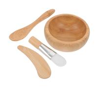 SMASOLO Juego De Bol Para Mascarillas Faciales 4 Piezas Mediano De Madera Espátula y Brocha Para Mujeres Cuidado Piel Bricolaje En Casa
