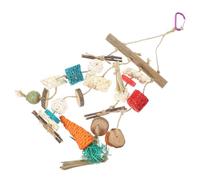 SMASOLO Juguete para Morder Hámster de Madera de Manzana y Cuerda Natural, Bola de Ratán Colgante, Accesorio Masticable para Chinchillas y Pequeños Roedores, 1 Pieza, Cuidado Dental