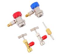 SMASOLO Kit de Carga de Aire Acondicionado R134a para Automóviles, Adaptador de Tanque de Refrigerante con Válvula Autosellante, Acopladores Rápidos de Alta y Baja Presión, Herramienta