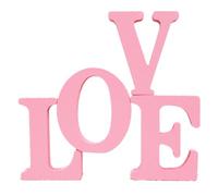 SMASOLO Letrero de Madera Decorativo Love para Centro de Mesa, Tamaño 10x10x1,5 Cm, Color Rosa, Adorno Romántico para Escritorio y Fiestas de San Valentín, Decoración de Mesa Elegante