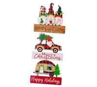 SMASOLO Letreros de Mesa Navideños de Madera 3 Piezas Decorativos 3D Figuras de Duendes para Escritorio Hogar Oficina Fiesta Navidad