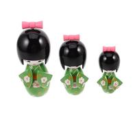 SMASOLO Muñecas Japonesas Tradicionales de Madera, Set de 3 Piezas Kimono Estilo Kokeshi, Figuras Coleccionables para Decoración del Hogar, Oficina y Obsequio Auténtico Japonés