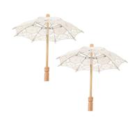 SMASOLO Paraguas de Encaje para Novia 2 Unidades Sombrillas Bordadas de Algodón Color Beige Radio 15 CM Accesorio para Fotos de Boda Decoración Elegante para Ceremonia y Fiesta