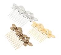 SMASOLO Peineta Vintage Lote De 3 Piezas Tamaño Estándar Aleación Dorado, Plateado y Bronce Para Mujer Tocado Para Boda, Fiesta y Ocasiones Obsequios