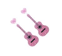 SMASOLO Pendientes Colgantes de Guitarra Clásica Rosa Accesorios de Bisutería Elegantes para Fiestas y Regalos para Guitarristas y Amantes Música