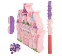 SMASOLO Piñata de Dulces Castillo Princesa Rosa para Cumpleaños Infantil, Incluye 1 Set Palo para Romper, Venda para Ojos y 50g de Confeti, Decoración Temática para Fiestas de Niñas