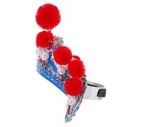 SMASOLO Sombrero Tradicional Ópera de Pekín Unisex Tocado Teatral Azul Pompones Rojos Accesorio Oriental Clásico para Fiestas Actuaciones Escénicas y Festivales Culturales