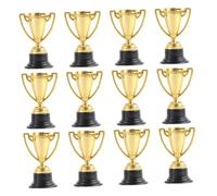 SMASOLO Trofeos de Premio para 12 Piezas Plástico Dorado con Base Negra Mini Trofeos para Ceremonia y Juegos de Competición en Jardín de Infantes Reutilizable
