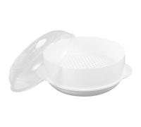 SMASOLO Vaporera Redonda de Plástico para Microondas Cesta de Vapor con Rejillas Ajustables Recipiente para Alimentos Base Incluida Utensilio de Cocina para Calentar y Cocinar