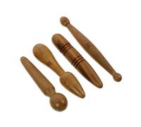 SMASOLO Varillas de Masaje de Madera de 4 Piezas - Masajeador de Puntos de Acupuntura para Cabeza Herramienta de Masaje Gua Sha Varilla Cilíndrica y Forma de Hongo Uso para Hogar y