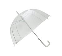 SMATI Paraguas Burbuja Transparente Largo - Clásico y básico ; Apertura automática ; Diámetro=85cm ; Paraguas de mujer ; Color del borde blanco; Paraguas en forma de cúpula; Matrimonio