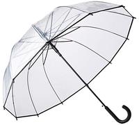 SMATI Paraguas grande de varilla transparente - Resistente al viento; 12 varillas de fibra; Diámetro=40 pulgadas; Apertura automática; Paraguas mixto; Color borde NEGRO