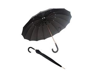Smati Parapluie long noir automatique - Gentleman 16 baleines fibre de verre Susino Paraguas clásico, 92 cm, 114 liters, Negro (Noir)