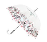 SMATI Paris - Paraguas burbuja de señora transparente decorado con borde de flores de encaje multicolor- Transparente; Cortaviento; Apertura automática; Mango estilo cristal; Diseño francés