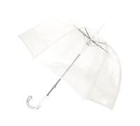 SMATI Paris - Paraguas burbuja señora transparente con borde blanco - Transparente; Cortaviento; Apertura automática; Mango estilo cristal; Paraguas en forma de cúpula; Matrimonio; Paraguas de boda