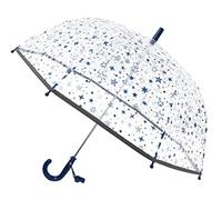 SMATI SMARTBULLE Paraguas burbuja infantil transparente - Borde reflectante : A prueba de viento; Diámetro=71cm; Apertura manual; Paraguas para niña; Diseño: Estrellas azules