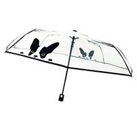 SMARTBULLE Paraguas plegable transparente - Compacto; Resistente; A prueba de viento; Apertura automática; Diámetro=98cm; Paraguas para mujer; Diseño PERRO.