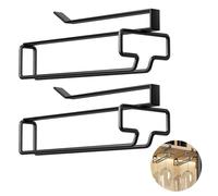 smatime 2 Piezas 5 Filas Soportes para Copas de Vino de Metal Organizador Mantener los Vasos Secos Debajo del Gabinete con Tornillos para Bar Restaurante Cocina, Negro