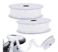 Smavles 2Pcs Cinta con Corazones 25 mm x 18 m,Cinta para Regalo, Cinta Tul, Cinta Decorativa para Coche, Boda, decoración Mesa habitación para Hacer Lazos Antenas del Coche (Blanco)