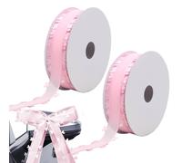 Smavles 2Pcs Cinta con Corazones 25 mm x 18 m,Cinta para Regalo, Cinta Tul, Cinta Decorativa para Coche, Boda, decoración Mesa habitación para Hacer Lazos Antenas del Coche, Joyas para Coche Rosa