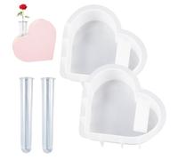 Smavles 2Pcs Forma de Corazón Moldes de Resina para Floreros,Jarrones de Silicona con 2 Tubos de Ensayo Acrílicos,Reutilizable Jarrones con Forma de Corazón Moldes Resina para Plantas Hidropónicas