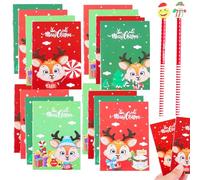 Smavles Mini Cuadernos Navidad, 36Pcs Cuadernos Navideños Mini Libretas Navideñas Cuadernos de Bolsillo para Niños Estudiantes Regalos Navideños Favores de Fiesta(Contiene 2 lápices)